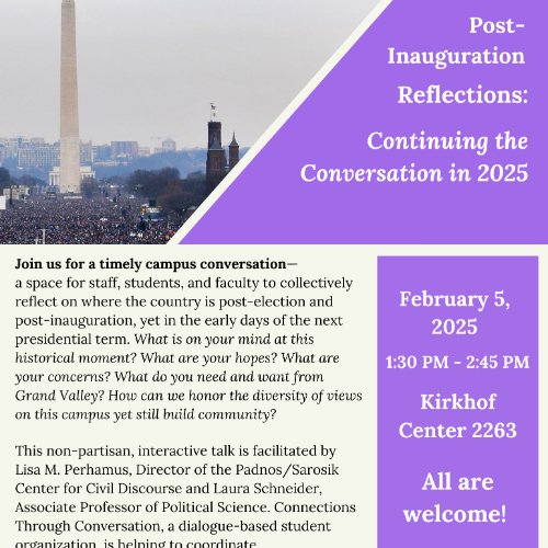 2/5/2025 Post-Inauguration Conversation Event Flyer