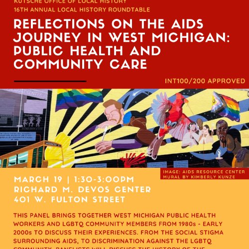 Flier featuring AIDS Resource Center Mural by Kimberley Kunze