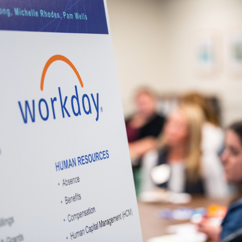 Workday poster with departments listed