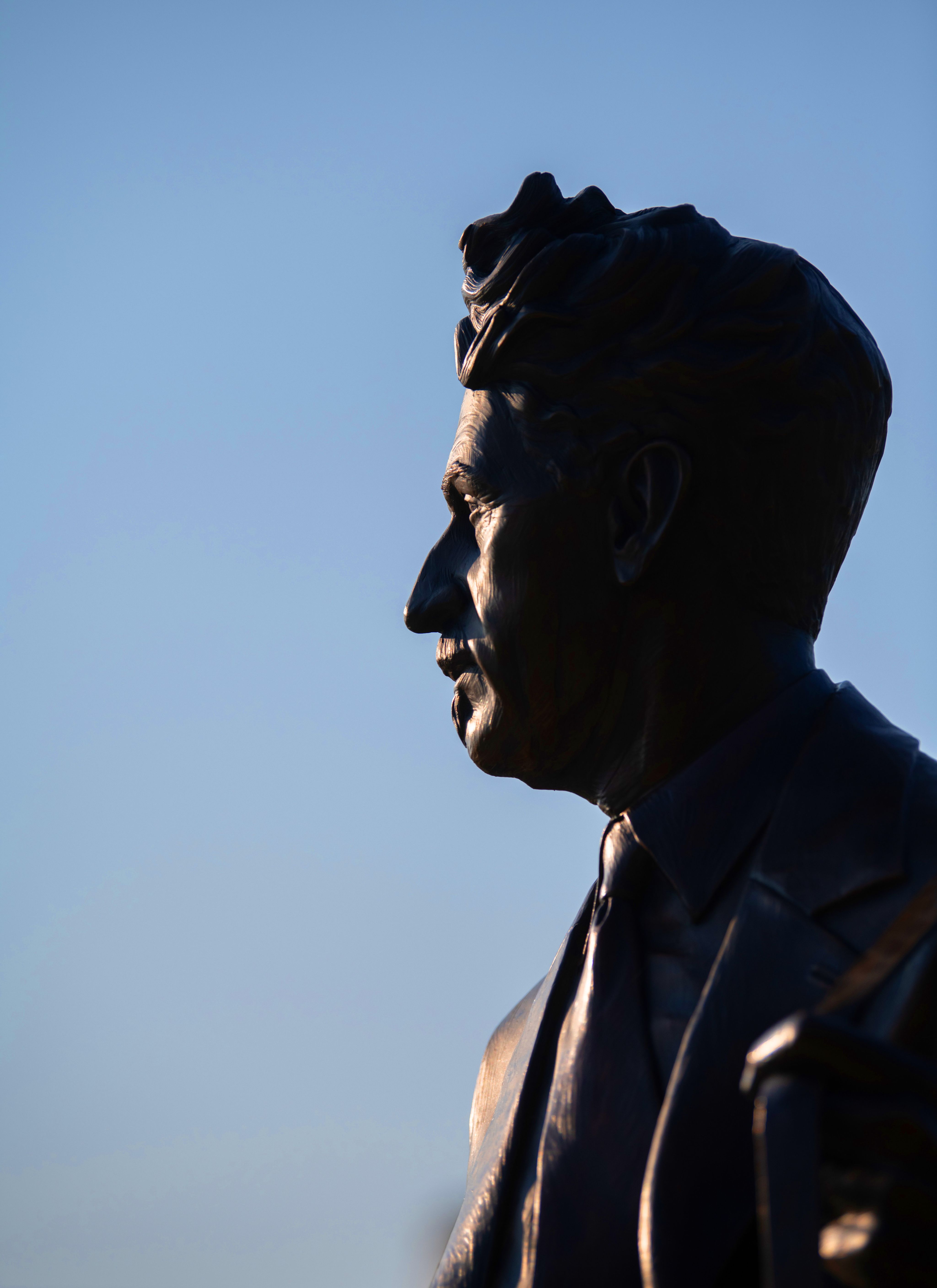 close up of sculpture of Mathias Alten