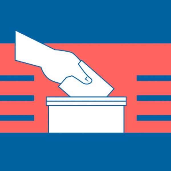 image of hand dropping ballot into box