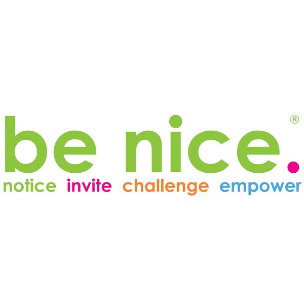 the be nice. logo: notice invite challenge empower is pictured