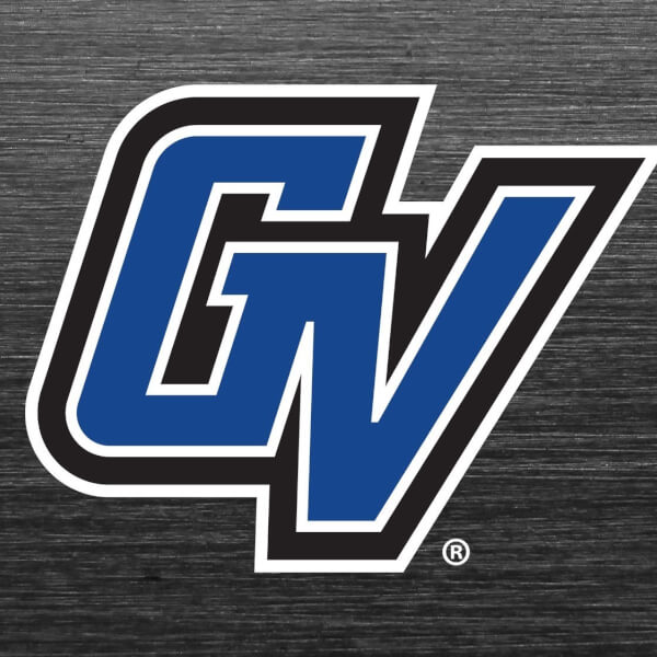 A Grand Valley athletics logo on a grey background.