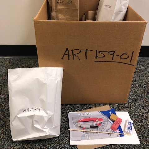 A kit containing art supplies.