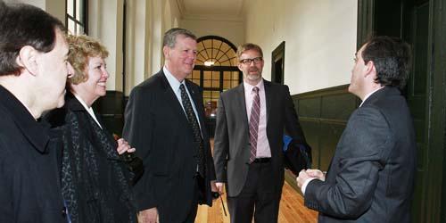 President Thomas J. Haas, Marcia Haas and Mark Schaub visit with University of Deusto officials.
