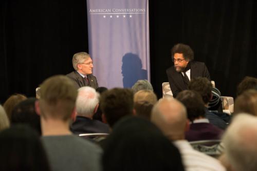 Robert P. George, left, and Cornel West, right