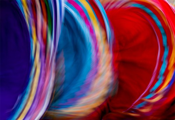 Colorful skirts in motion during a Monarcas dance.