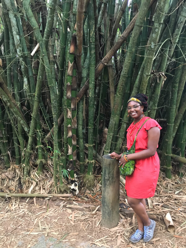 Vanesha Blackburn standing near bamboo trees
