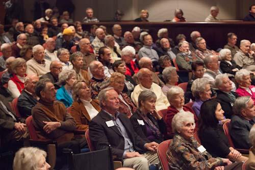 A capacity crowd listens to the speakers at the Hauenstein Center event.