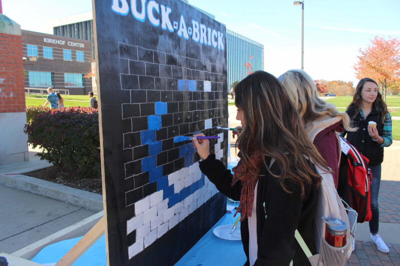 Students participated in the Buck-a-Brick Contest, which raised money for the Student Legacy Scholarship.