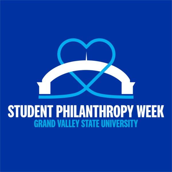 Student Philanthropy Week image of arch with blue heart woven through it