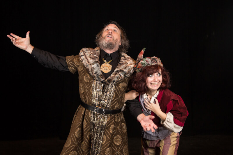 Brian Webb Russell as King Lear pictured with GVSU student Samantha Luken portraying The Fool.