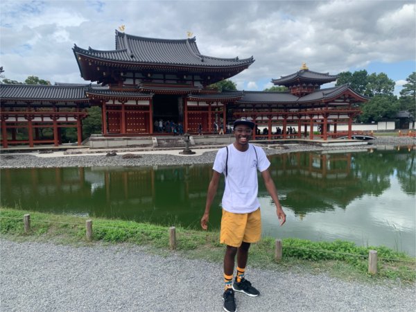 Kobe Wright in Japan in front of palace