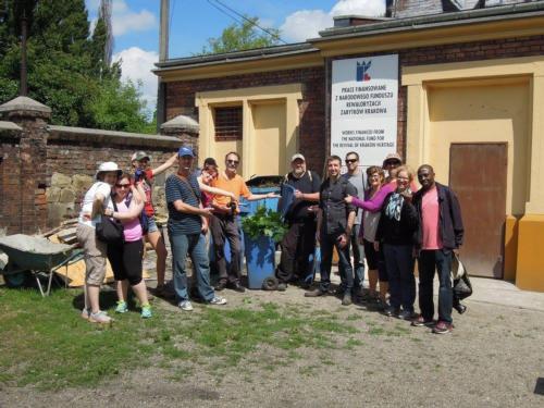 Rob Franciosi and his study group pictured at a cemetery clean-up in Kraków. Photo courtesy Rob Franciosi.