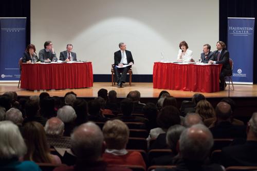 Six panelists, moderated by Gleaves Whitney, took part in the discussion on Monday, April 15