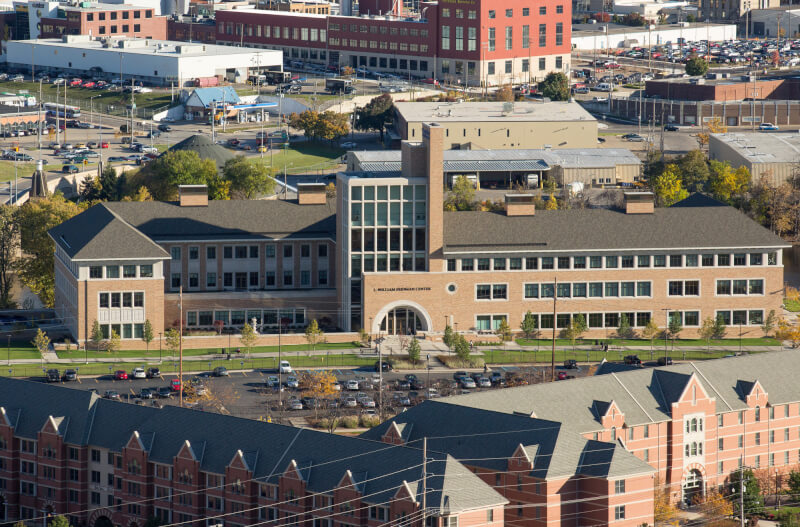 The Seidman College of Business is located in the L. William Seidman Center on the Pew Grand Rapids Campus.