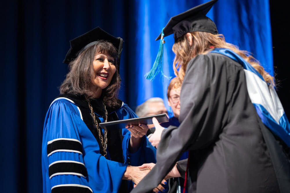 President Mantella at the December 2019 Commencement.