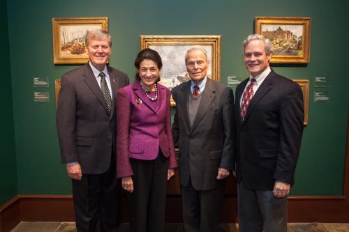 President Haas, Sen. Snowe, Col. Ralph Hauenstein, and Gleaves Whitney pose for a picture prior to the event.