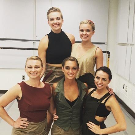 The GVSU Dance Co. is pictured prior to performing at the Kennedy Center: top row, from left, Kaye Suarez and Jennifer Lynnes; and front row, from left, Tessa Brinza, Mackenzie Strom and Coral Howard.