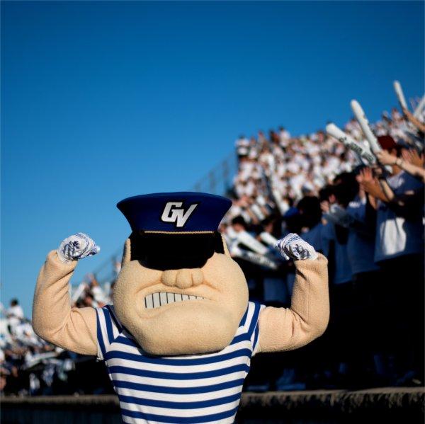 Louie the Laker strikes a pose during a football game