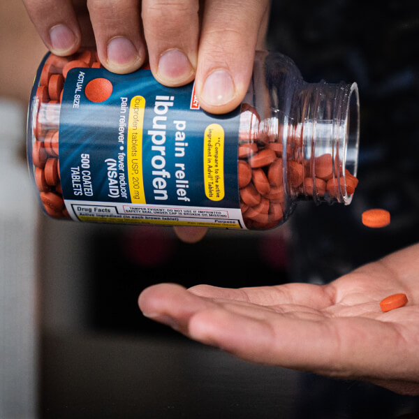 Photo of a bottle of ibuprofen