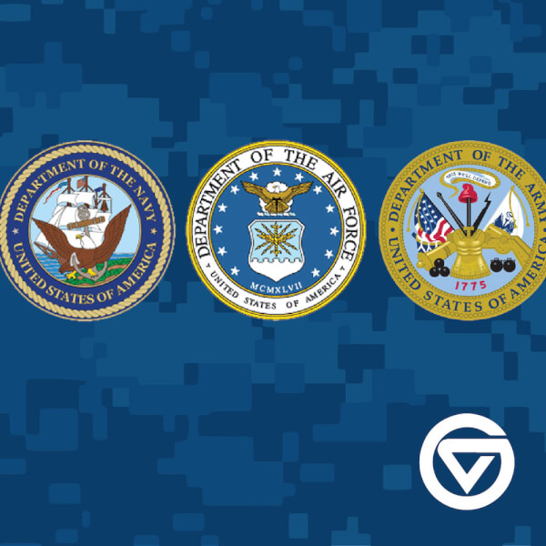 A graphics of logos of the branches of military.