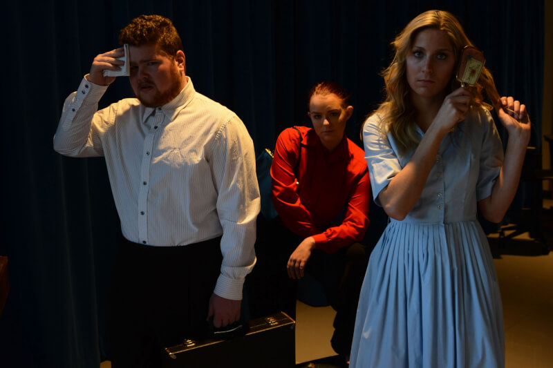 (From left to right) Jacob Miller as Cradeau, Emily Cobb as Inez and Rachel Renaud as Estelle.