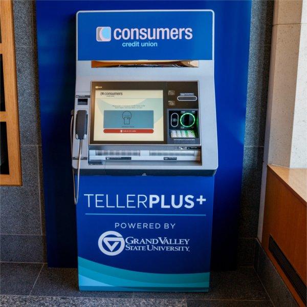 A Consumers Credit Union's TellerPlus+ station sits in the L. William Seidman Center.