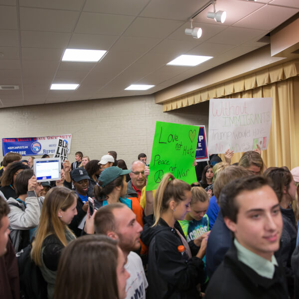 Trump supporters and opponents verbally sparred throughout the event.