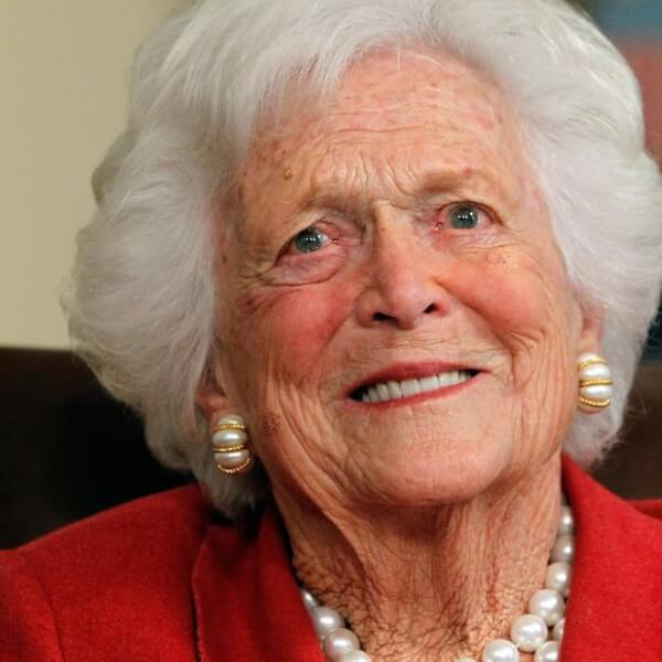 A portrait of former first lady Barbara Bush