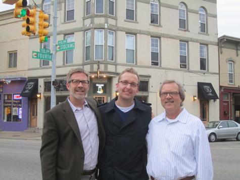 Pictured, from left, are Mark Schaub, Michal Kudlacz and Alan Walczak. Kudlacz, a professor at the Cracow University of Economics, visited Grand Valley as an international scholar nearly 30 years after his father did.  