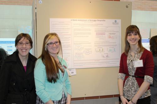 Heather Carpenter, left, with undergraduate fellows Alaina Clarke and Rachel Gregg.