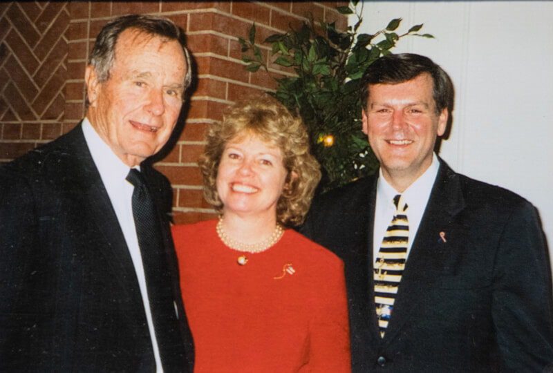 President Haas and Marcia Haas with President George H.W. Bush.