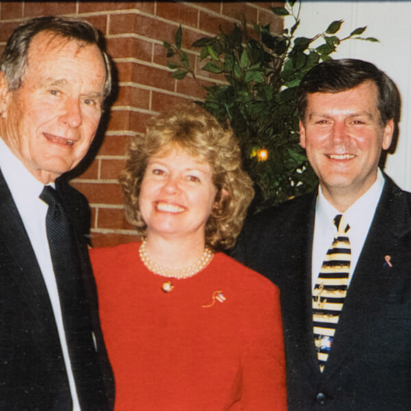 President Haas and Marcia Haas with President George H.W. Bush.