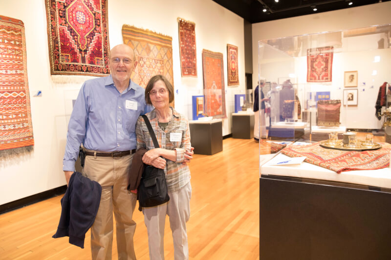 Jim and Virginia Goode pictured among their artifacts in Grand Valley's Art Gallery.
