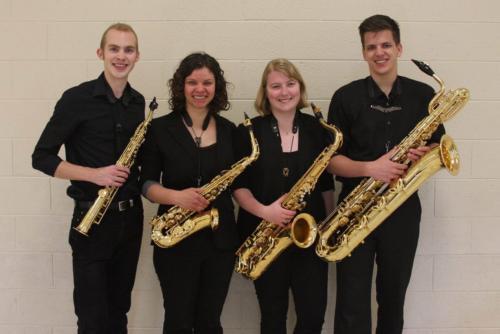 The Jubilee Saxophone Quartet. Pictured (from left to right): Karsten Wimbush, Anna Petrenko, Lindsay Myers, Derek Storey.