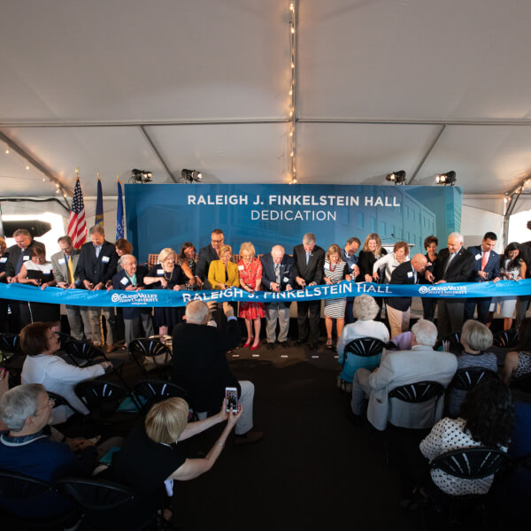 A dedication ceremony was held July 17 for Raleigh J. Finkelstein Hall on Grand Valley's Health Campus in downtown Grand Rapids.