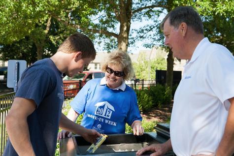 President Haas and his wife, Marcia, greeted students as they moved in August 22.