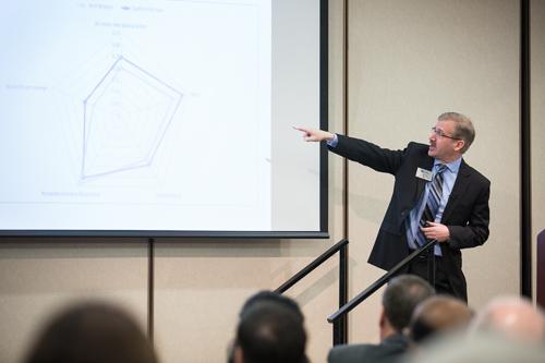 Paul Isely discusses the 2014 Health Check January 10 at the Eberhard Center.