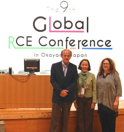 From left, Norman Christopher, Gail Heffner from Calvin College and Gayle Debruyn from Ferris State University at the United Nations University 2014 Global RCE Conference in Okayama, Japan.
