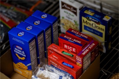 nonperishable food boxes on a shelf