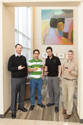 Art Gallery Collection Manager Nathan Kemler, students Juan Mejia, Sam Serpoosh and Associate Professor Jonathan Engelsma Mobile, Applications & Services Lab collaborated on new app