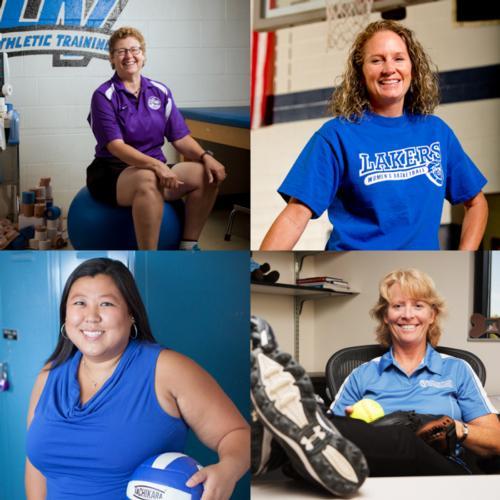 Clockwise from top right are Jill Meerman, Susan Korzinek, Anna Tollefson and Lorin Cartwright. They will be honored February 21 at the Alumni House.