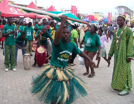 Flag Dancer at Oguaa Fetu Afehye Festival (No. 5 Company), 2009, by Amy Masko