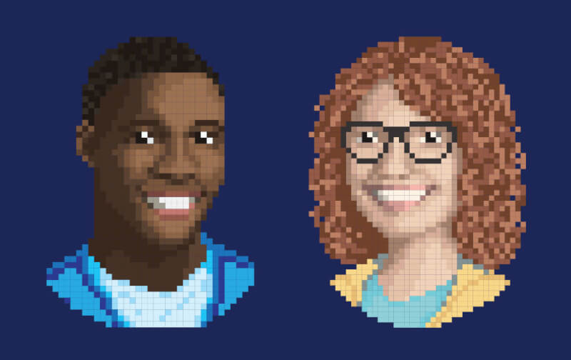 2 pixel avatars of people