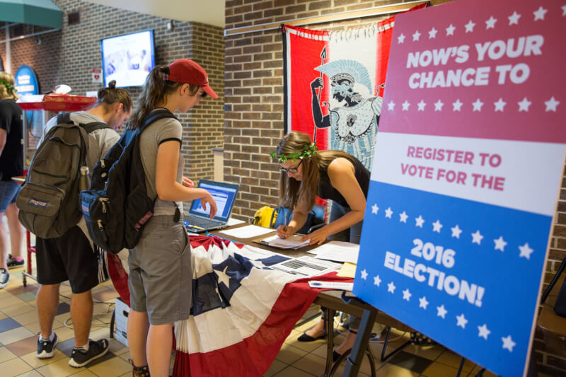 Voter registration drives take place throughout September and October.