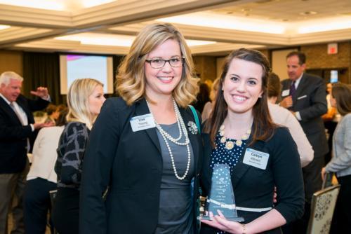 Caitlyn Albrant, right, received the Outstanding Intern of the Year Award at the annual Internship Recognition Luncheon.