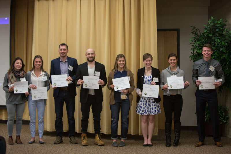 Student recipients of a Sustainability Champion Award.