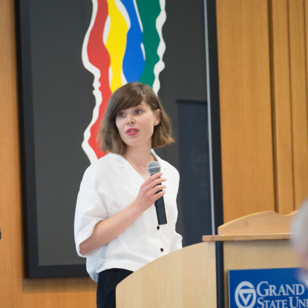 Mandy deWilde was the keynote speaker for a conference on climate change held October 10 at the L. William Seidman Center, sponsored by the Koeze Ethics Initiative in the Seidman College of Business.