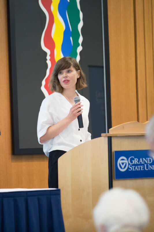Mandy deWilde was the keynote speaker for a conference on climate change held October 10 at the L. William Seidman Center, sponsored by the Koeze Ethics Initiative in the Seidman College of Business.